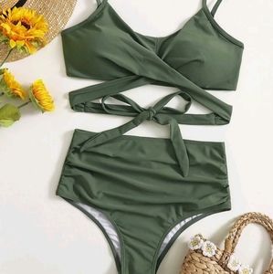 Olive green SHEIN high waisted bikini